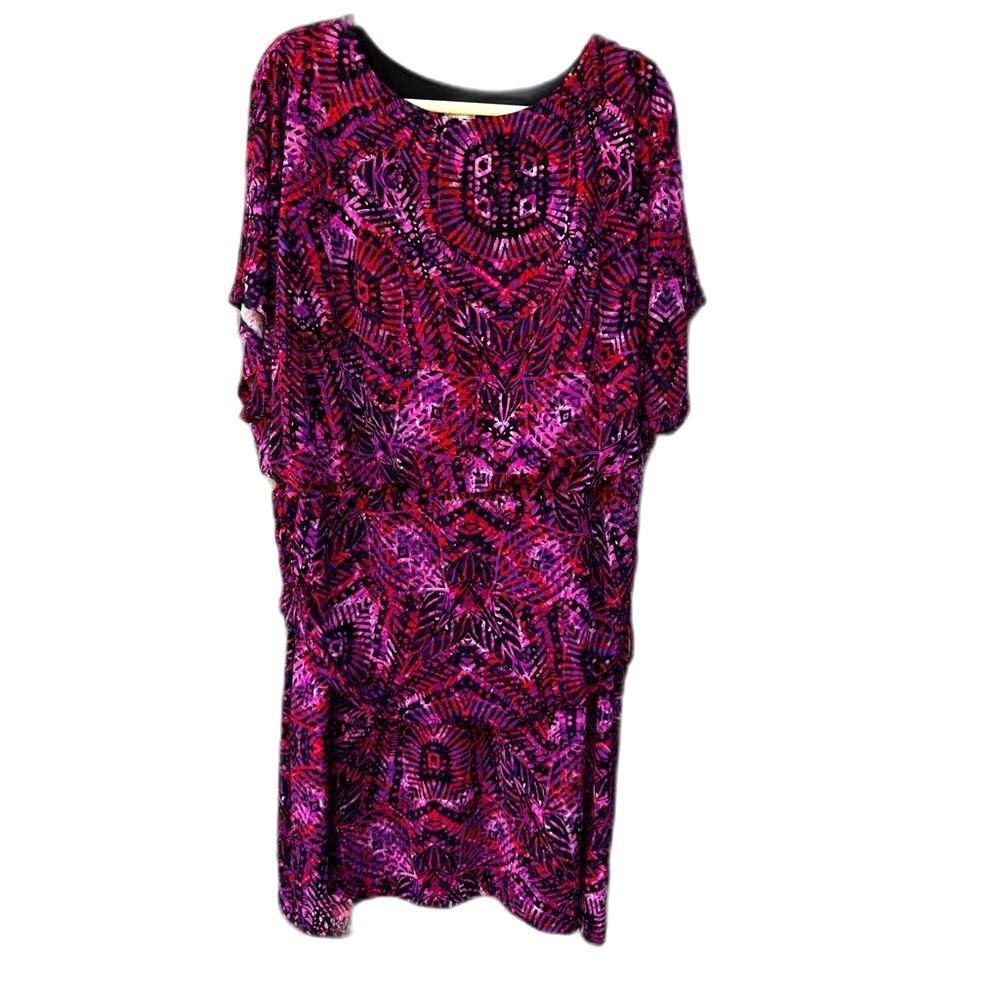 Chico's Pink and Purple Geometric Patterned Dress, Size 4/XXL